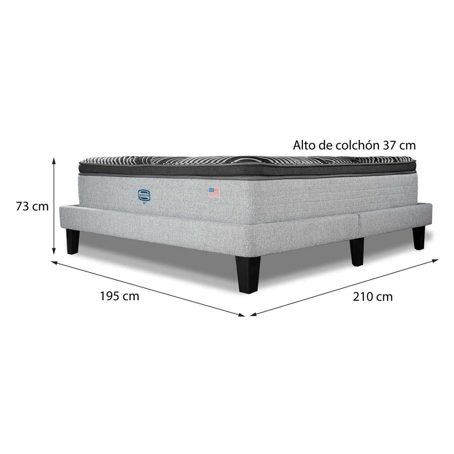 Cama Lownest Simmons Sky King B/D Plata