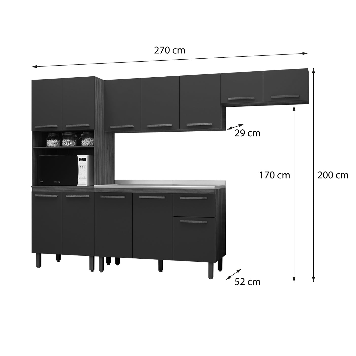 Mueble de Cocina 12 Puertas 1 Cajón Hoga Pop Café Gris