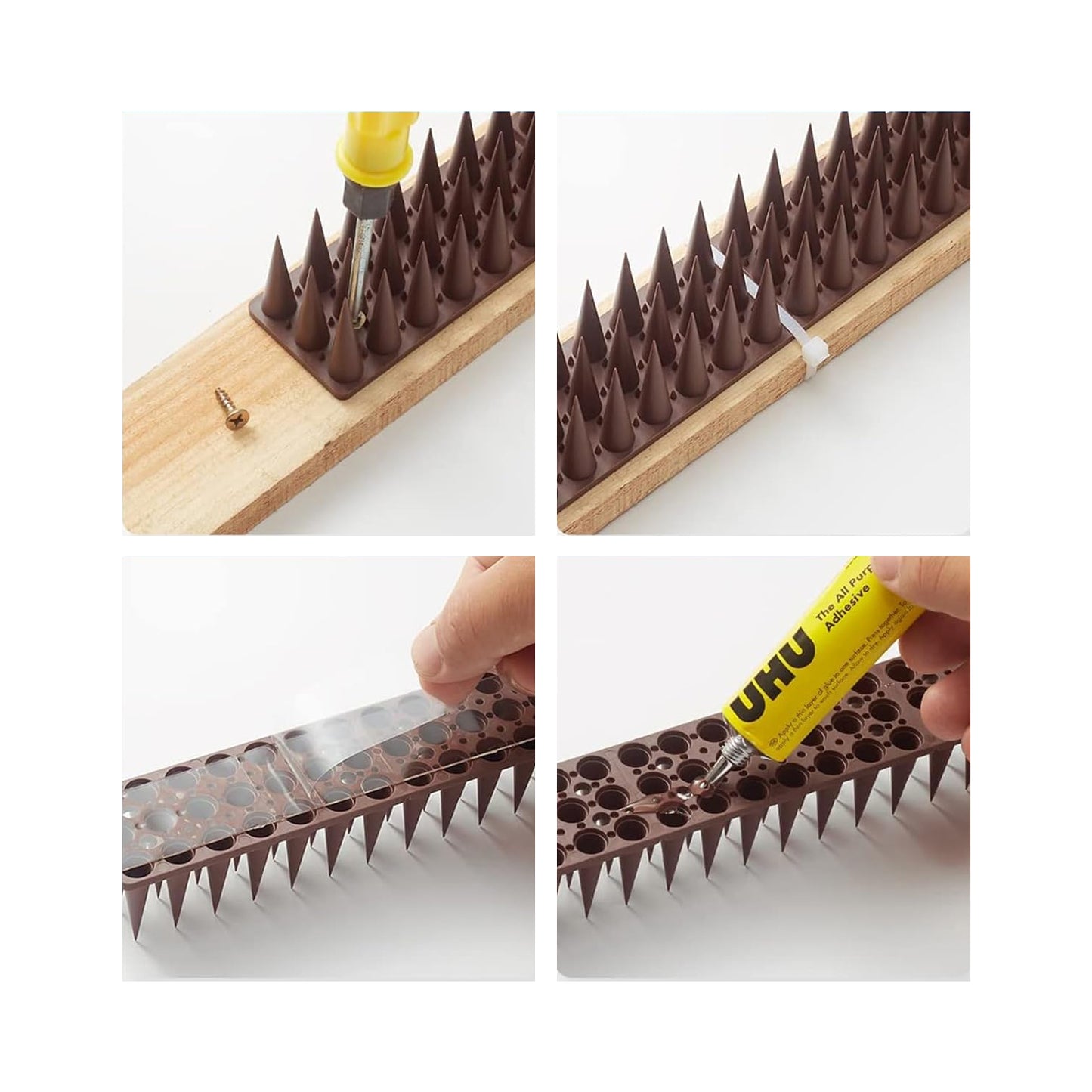 Puntas Plásticas Espanta Palomas Largo 45 Cm Caja 12 Unidades Blanco