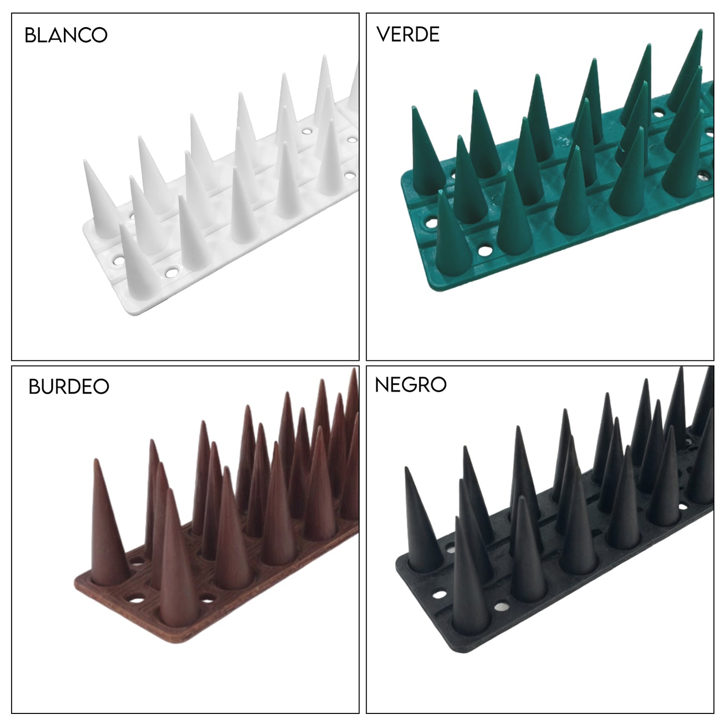 Puntas Plásticas Espanta Palomas Largo 45 Cm Caja 12 Unidades Verde