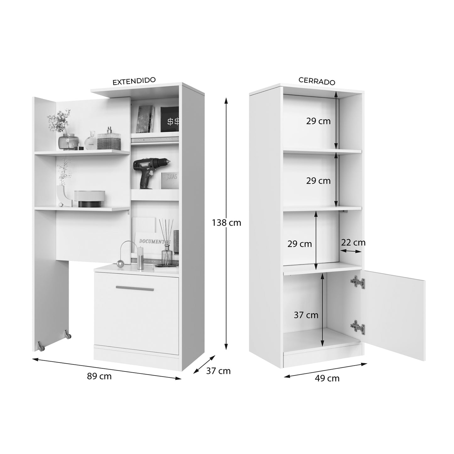 Estante Multiuso Extendible Hoga Lock Blanco