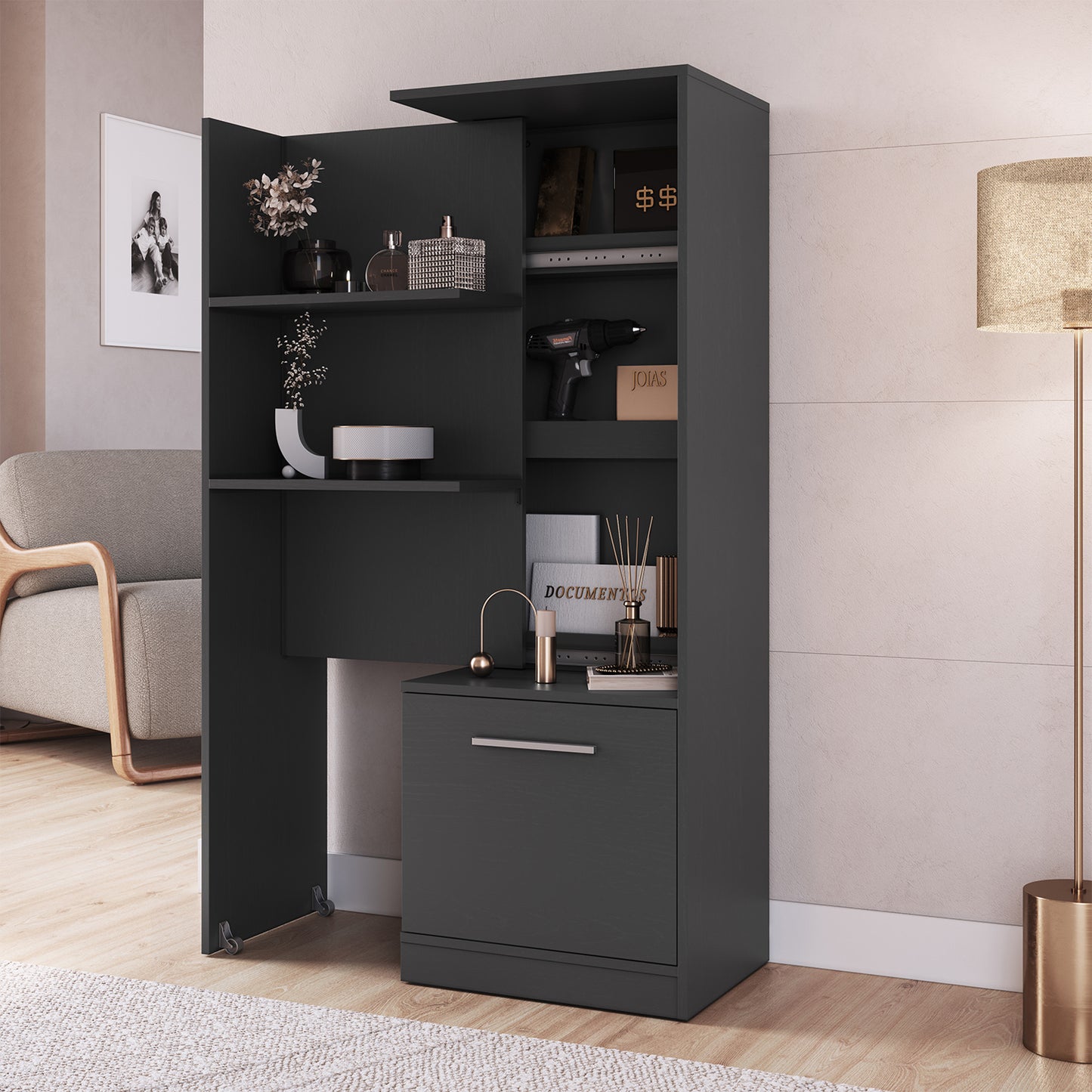 Estante Multiuso Extendible Hoga Lock Gris