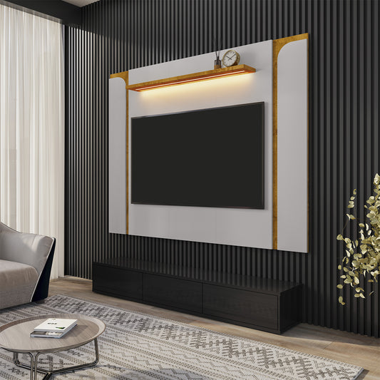 Panel Rack Tv 75" Hoga Maresias Blanco Invierno Natural