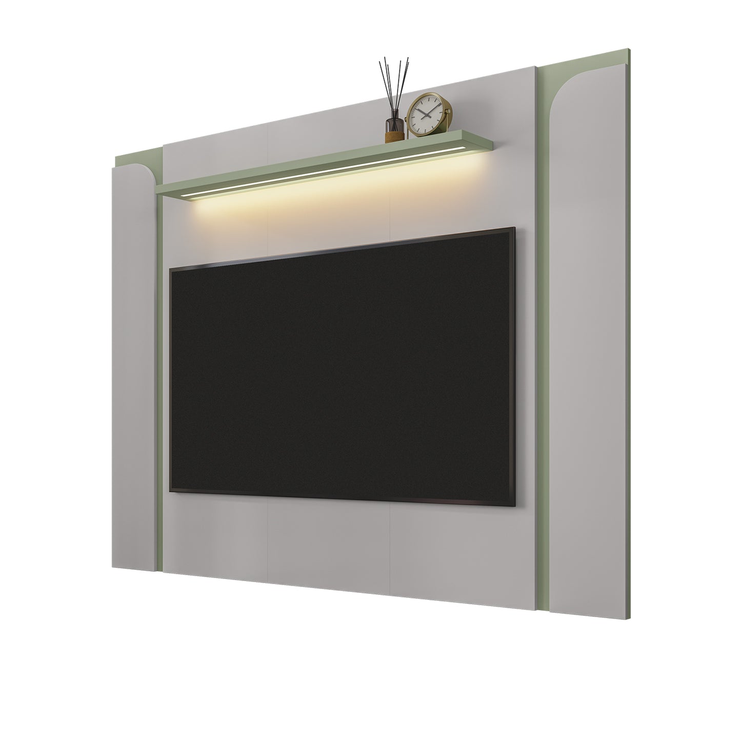 Panel Rack Tv 75" Hoga Maresias Blanco Invierno Pistacho