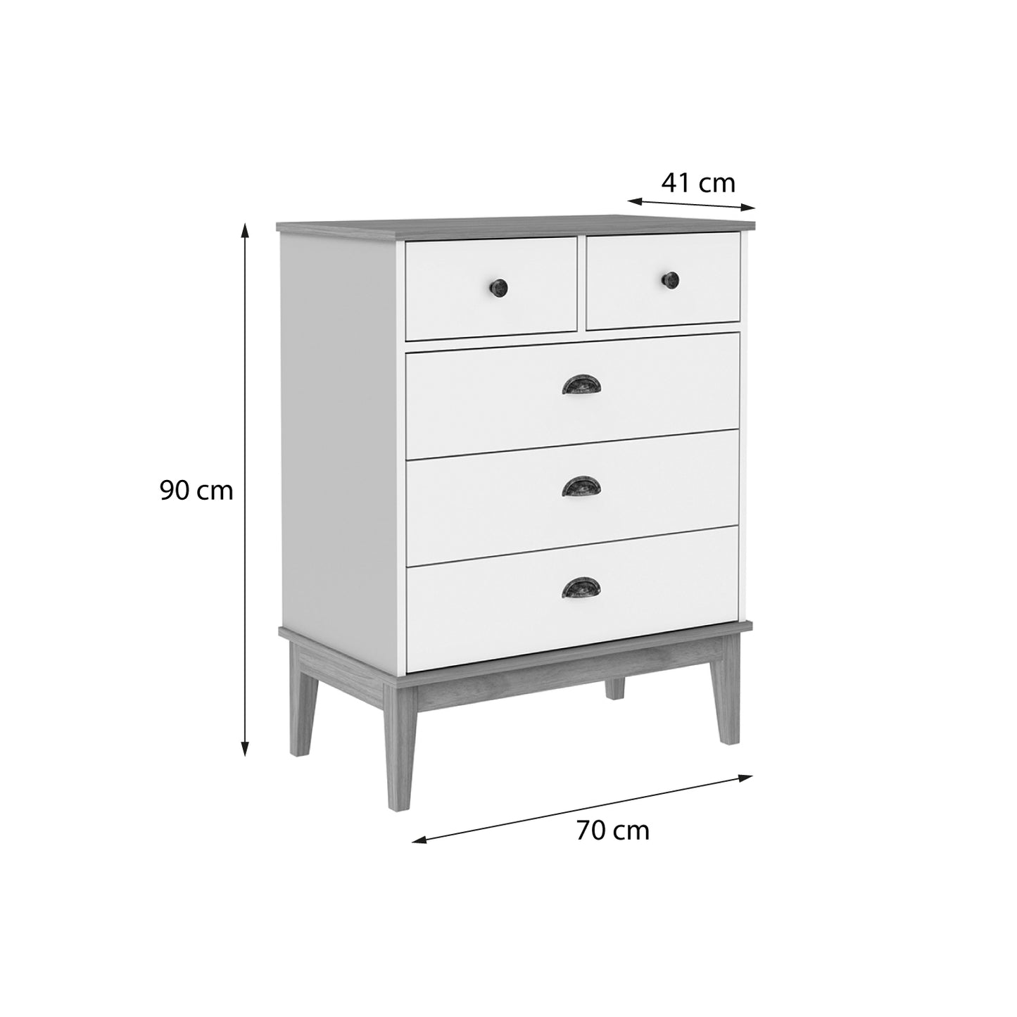 Cómoda 5 Cajones Colonial Miel Petróleo