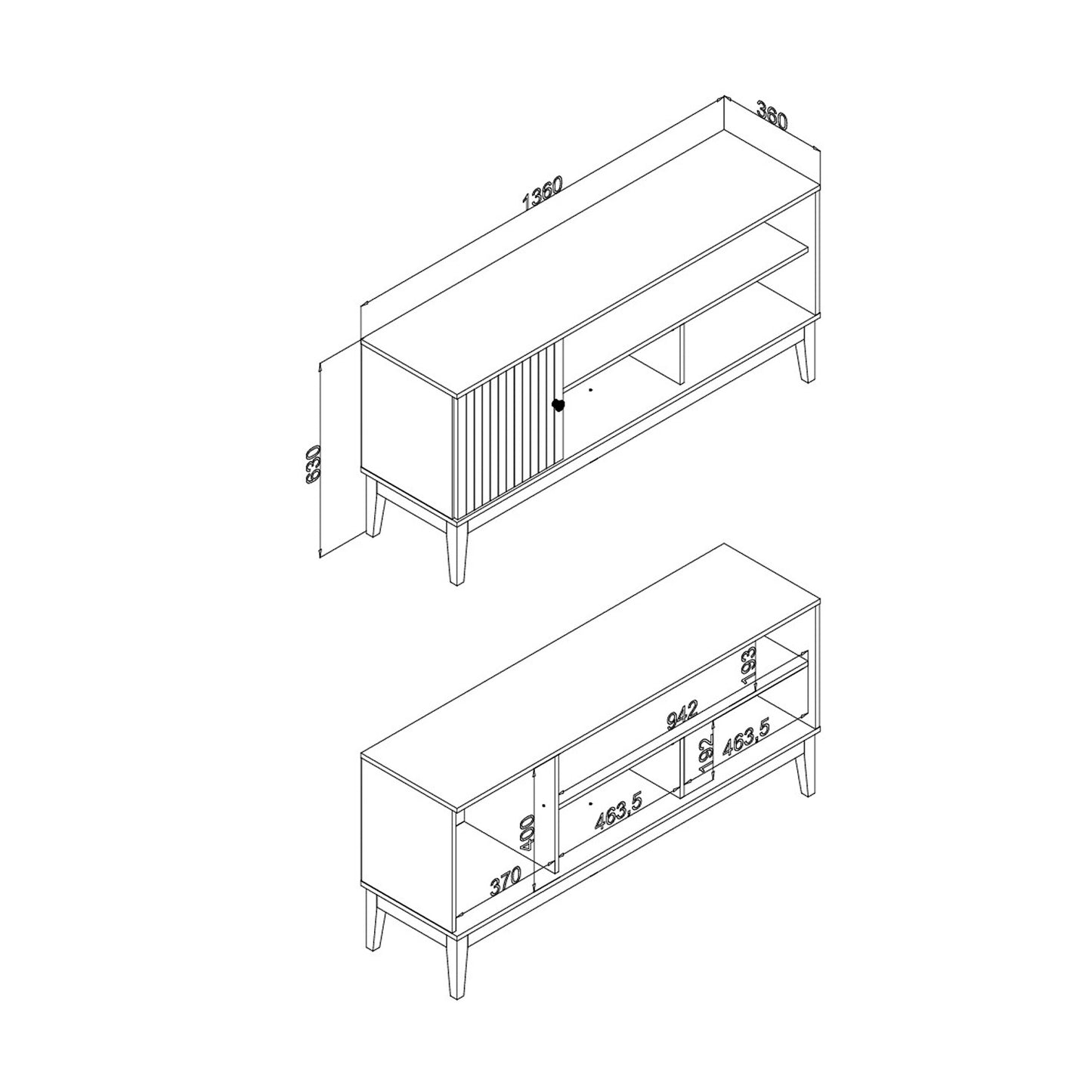 Rack Tv 55" 1 puerta Hoga Miel Blanco Invierno Ripado