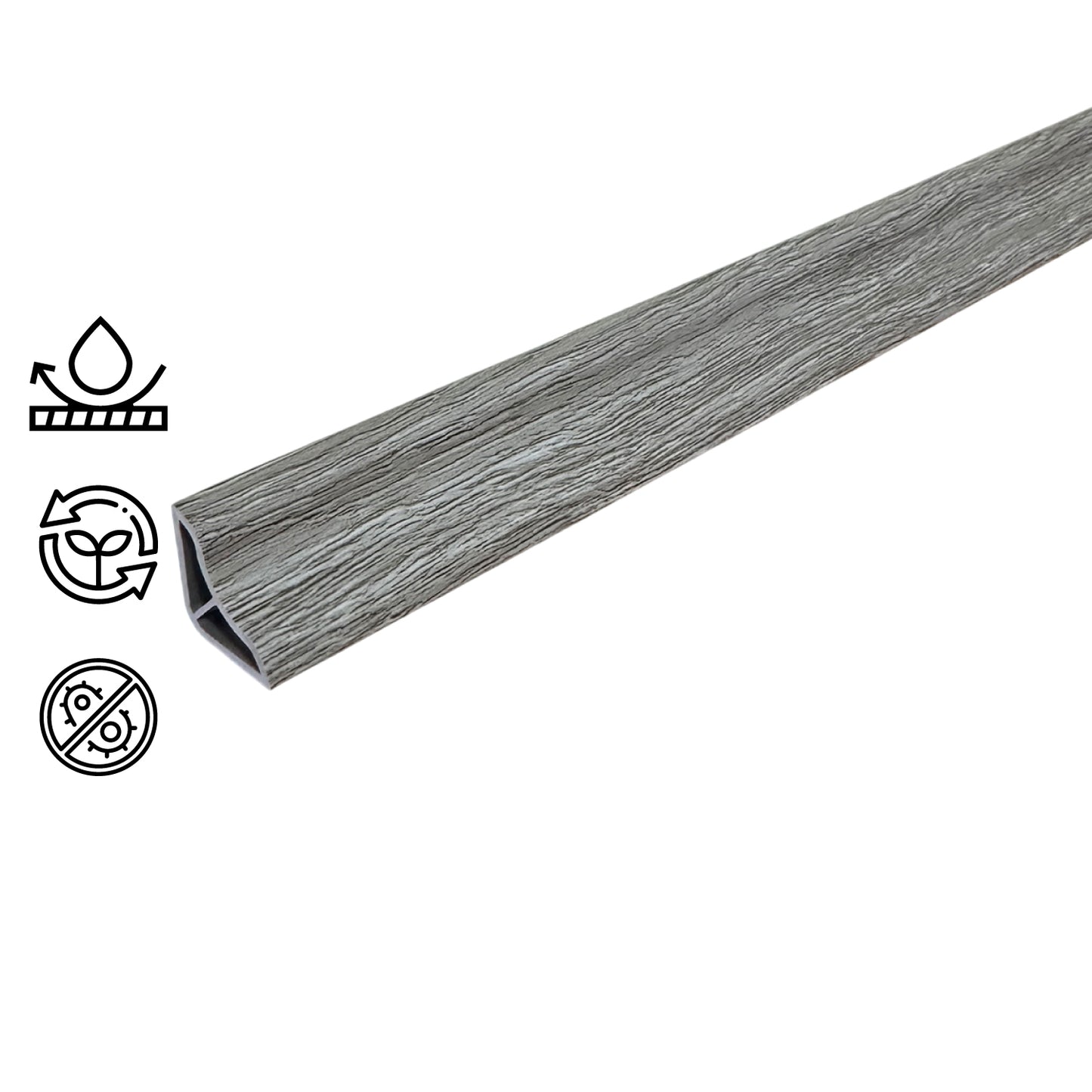 Pack 5 Unidades Cuarto Rodón Concavo 2mt Gris Oak