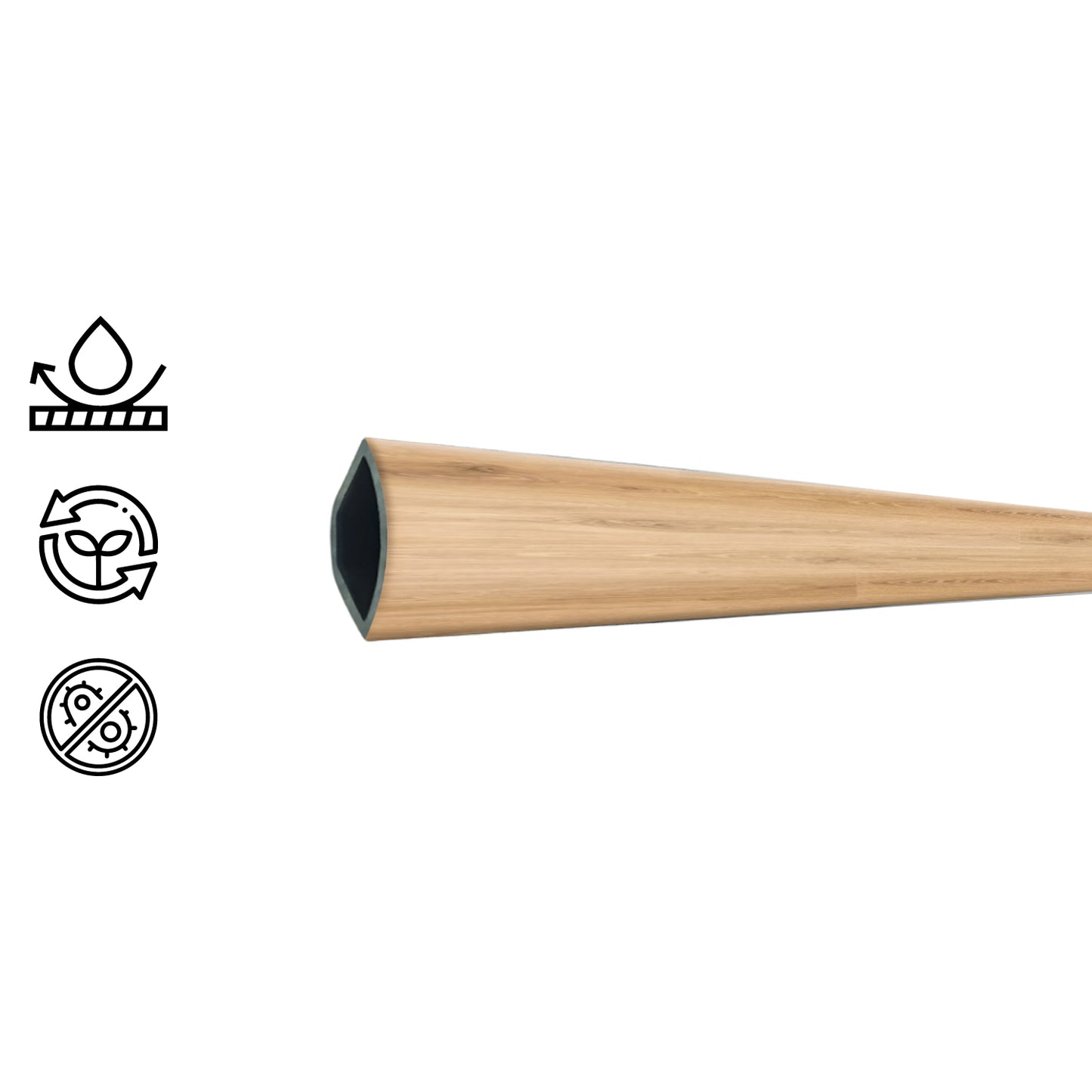 Pack 5 Unidades Cuarto Rodón PVC 2mt x 19mm Roble Suave