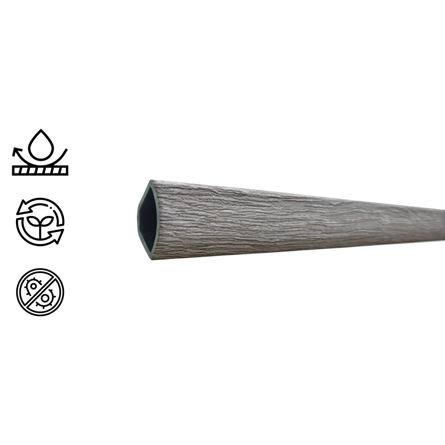 Pack 5 Unidades Cuarto Rodón PVC 2mt x 19mm Gris Oak