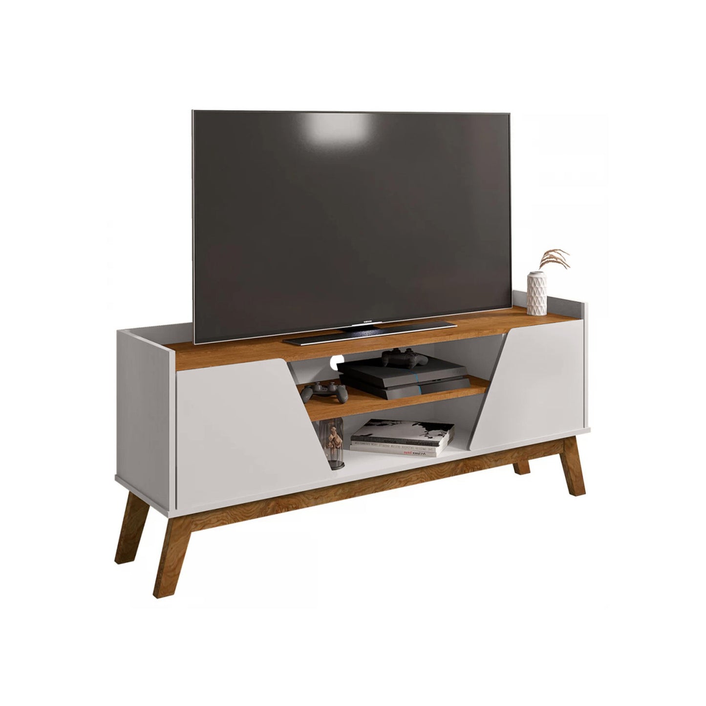 Rack Tv 55" Milao Blanco Invierno Natural