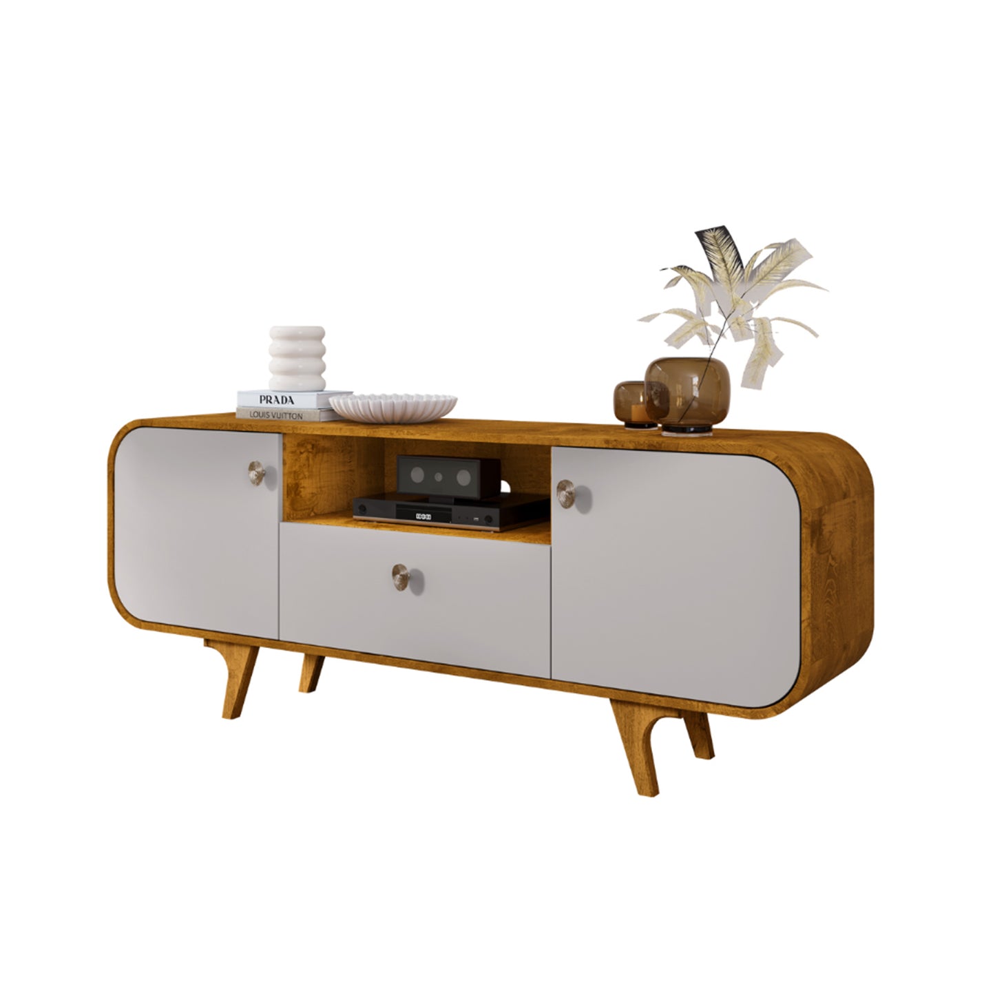 Rack Tv 55" Hoga Noronha Natural Blanco Invierno