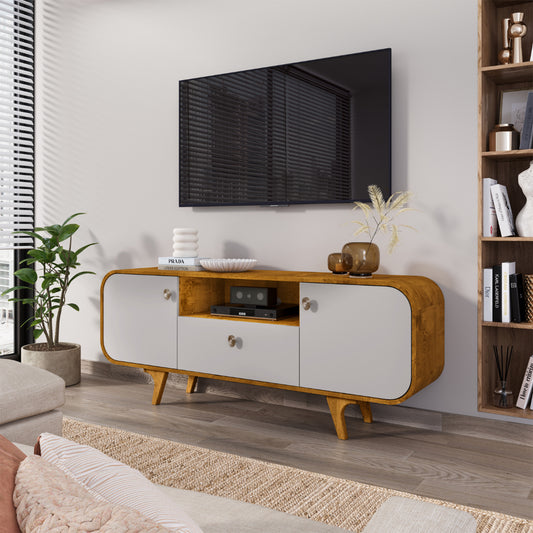 Rack Tv 55" Hoga Noronha Natural Blanco Invierno