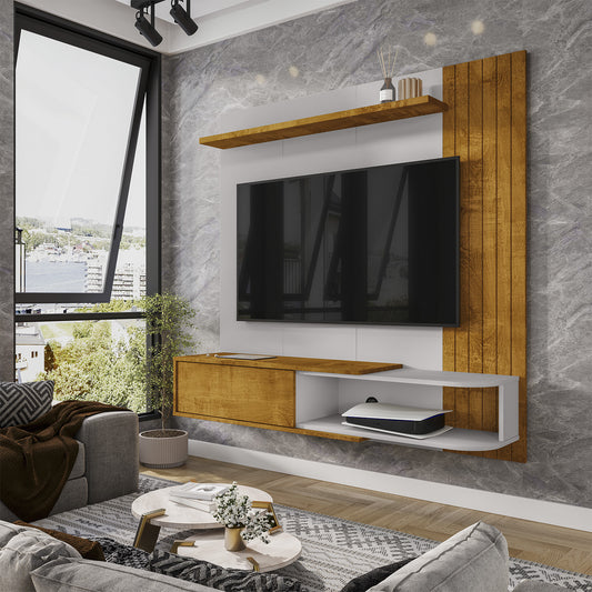 Panel Rack Tv 55" Hoga Paraty Natural Blanco Invierno