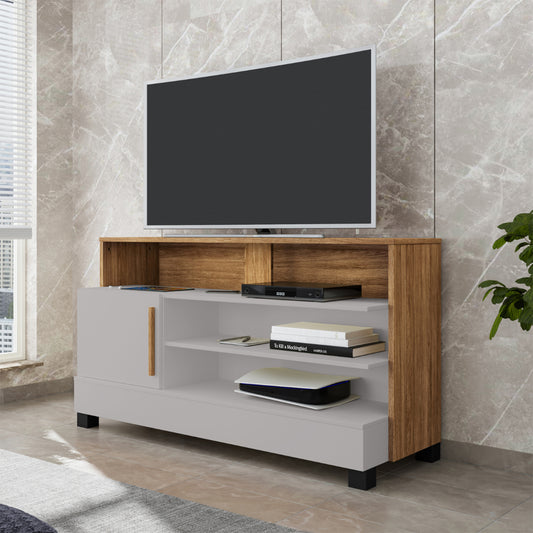 Rack Tv 48" Hoga Pipa Blanco Invierno Canela