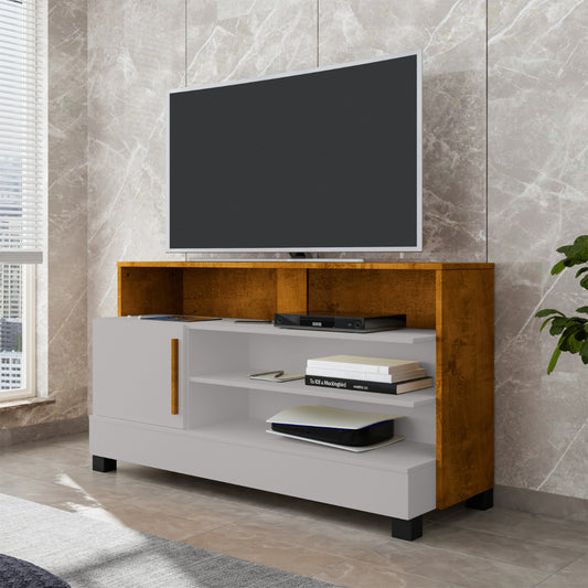 Rack Tv 48" Hoga Pipa Blanco Invierno Natural