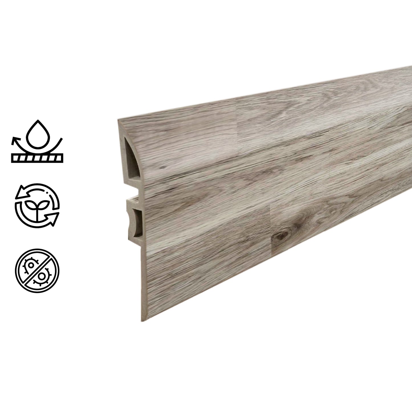 Pack 5 Unidades Cubrejunta Reductor PVC 2mt x 45mm Rústico Haya