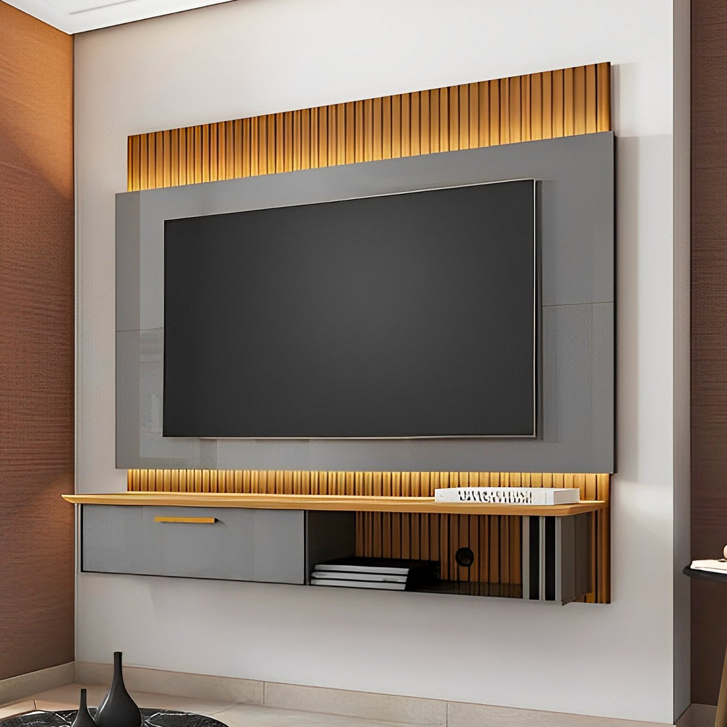 Panel Rack Tv 65" Paris Titanium Canela