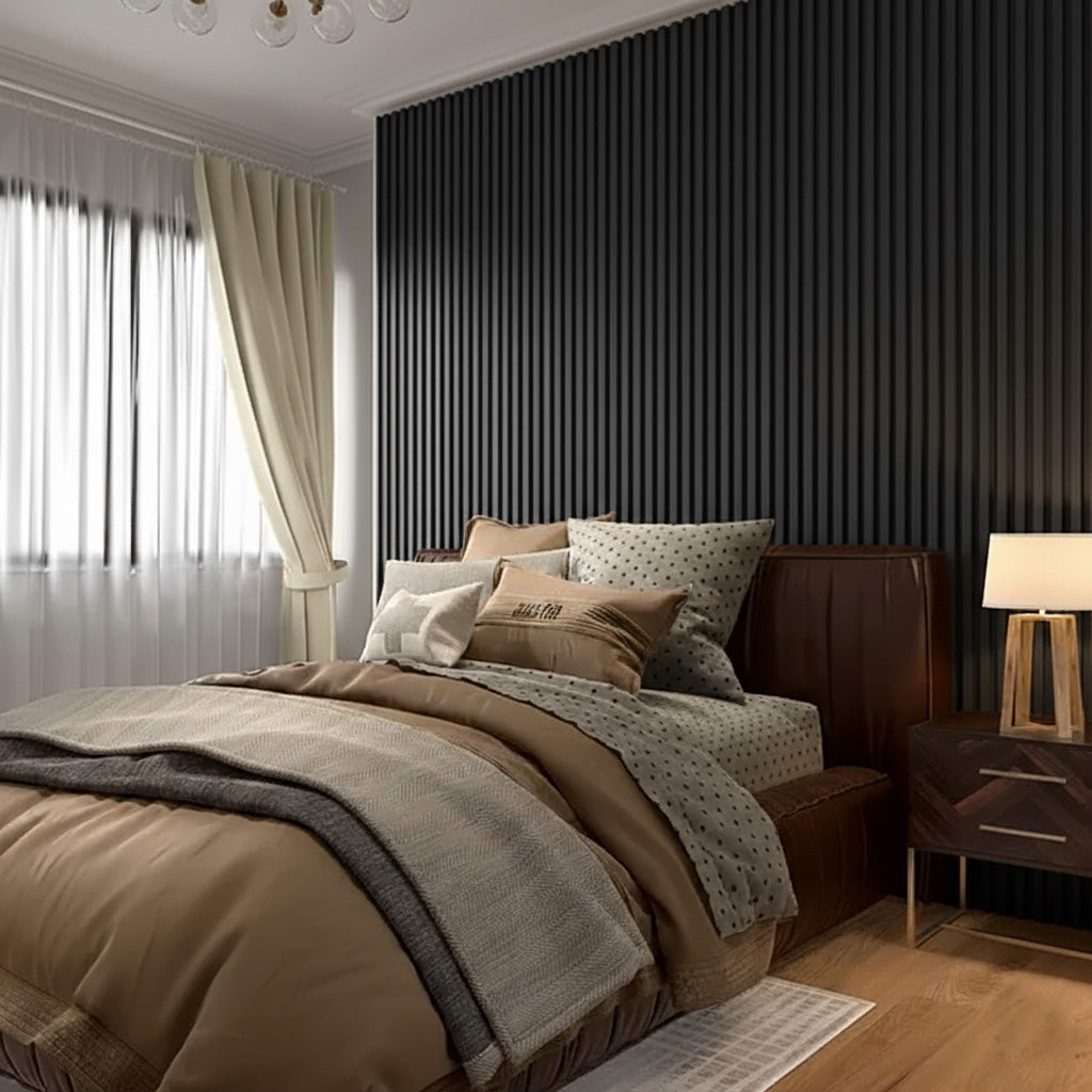 Panel Pvc Revestimiento Muros y Cielos 2,6mt X 16cm X 24mm Negro