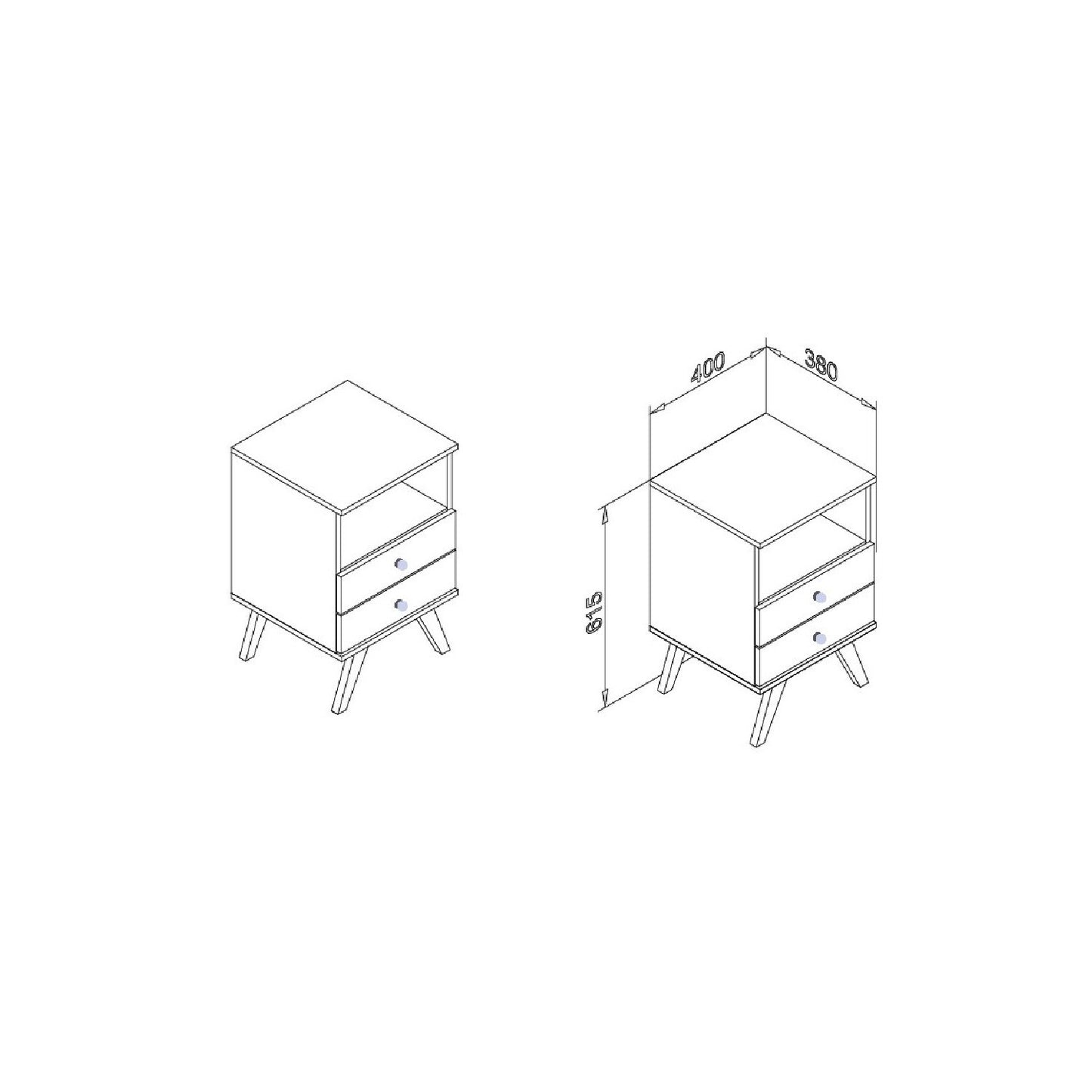 Velador 2 Cajones Retro Negro