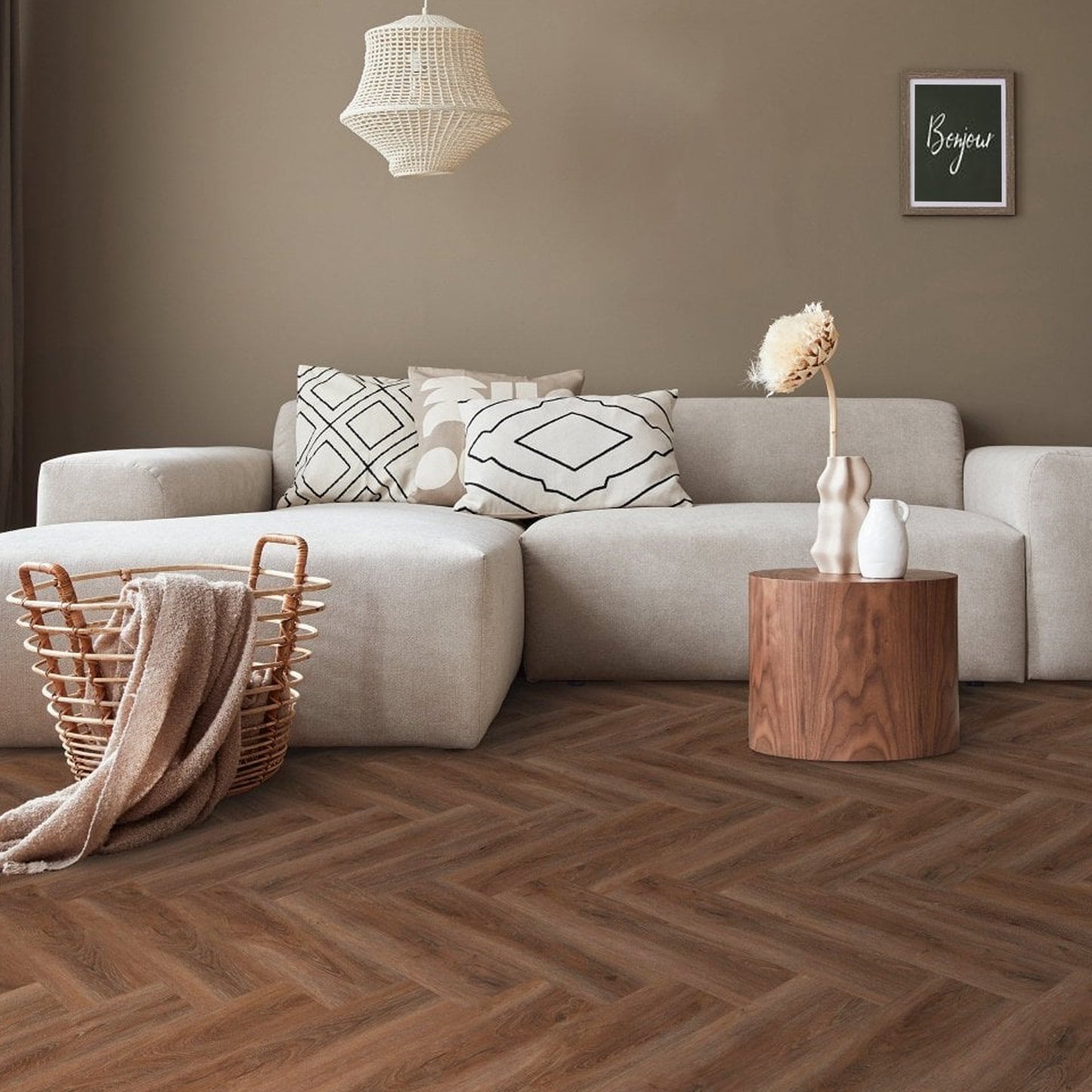 Piso Flotante Vinílico Spc Click 5mm 1,56Mt2 (Parquet A+B) Tabaco