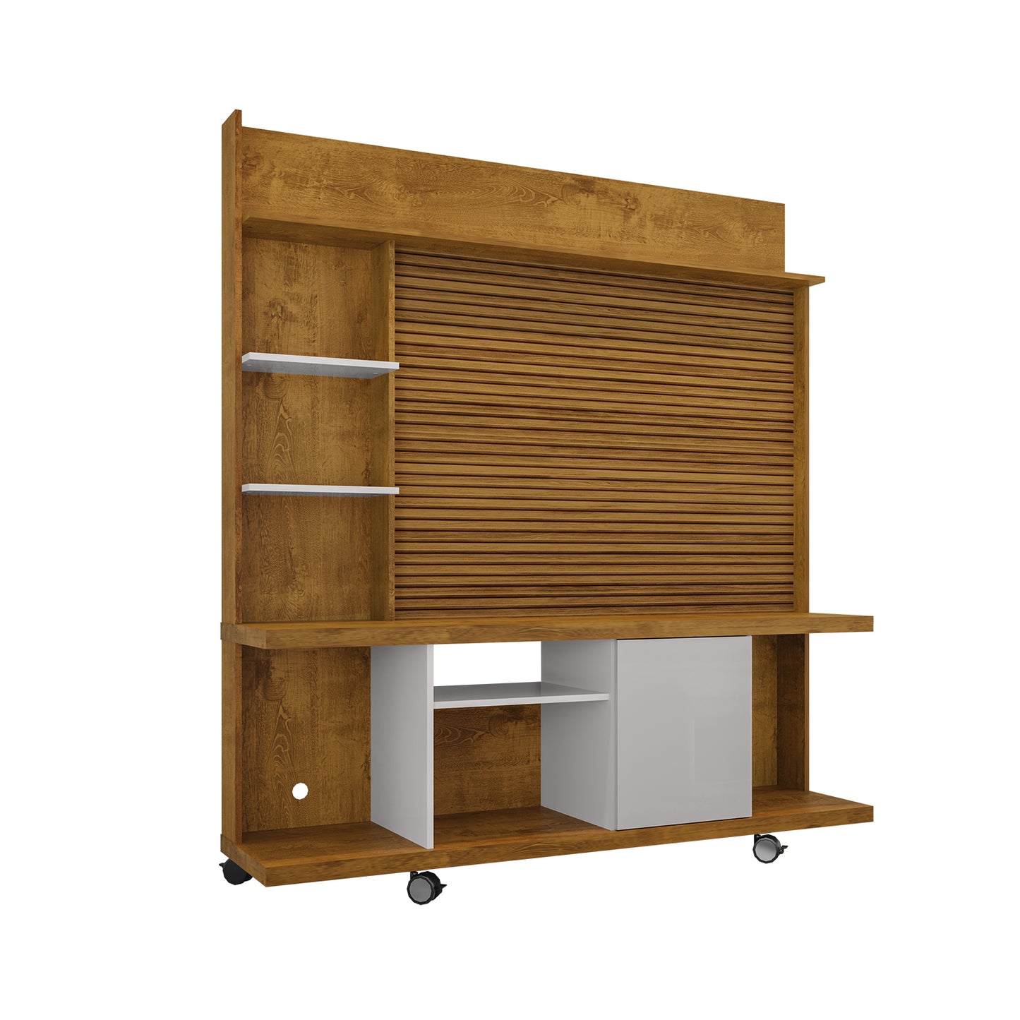 Centro de Entretenimiento Rack Tv 47" Hoga Taurus Natural Blanco Invierno Ripado
