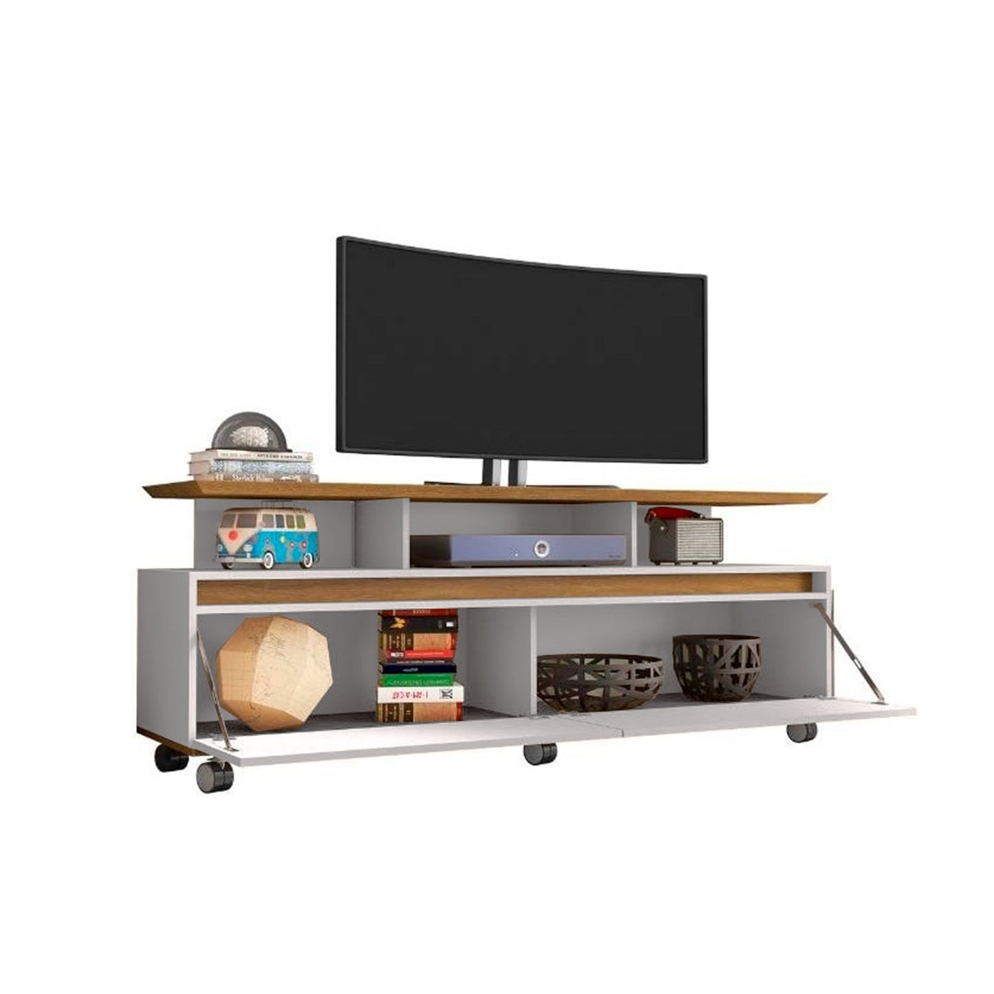 Rack Tv 60" Texas Canela Blanco Invierno