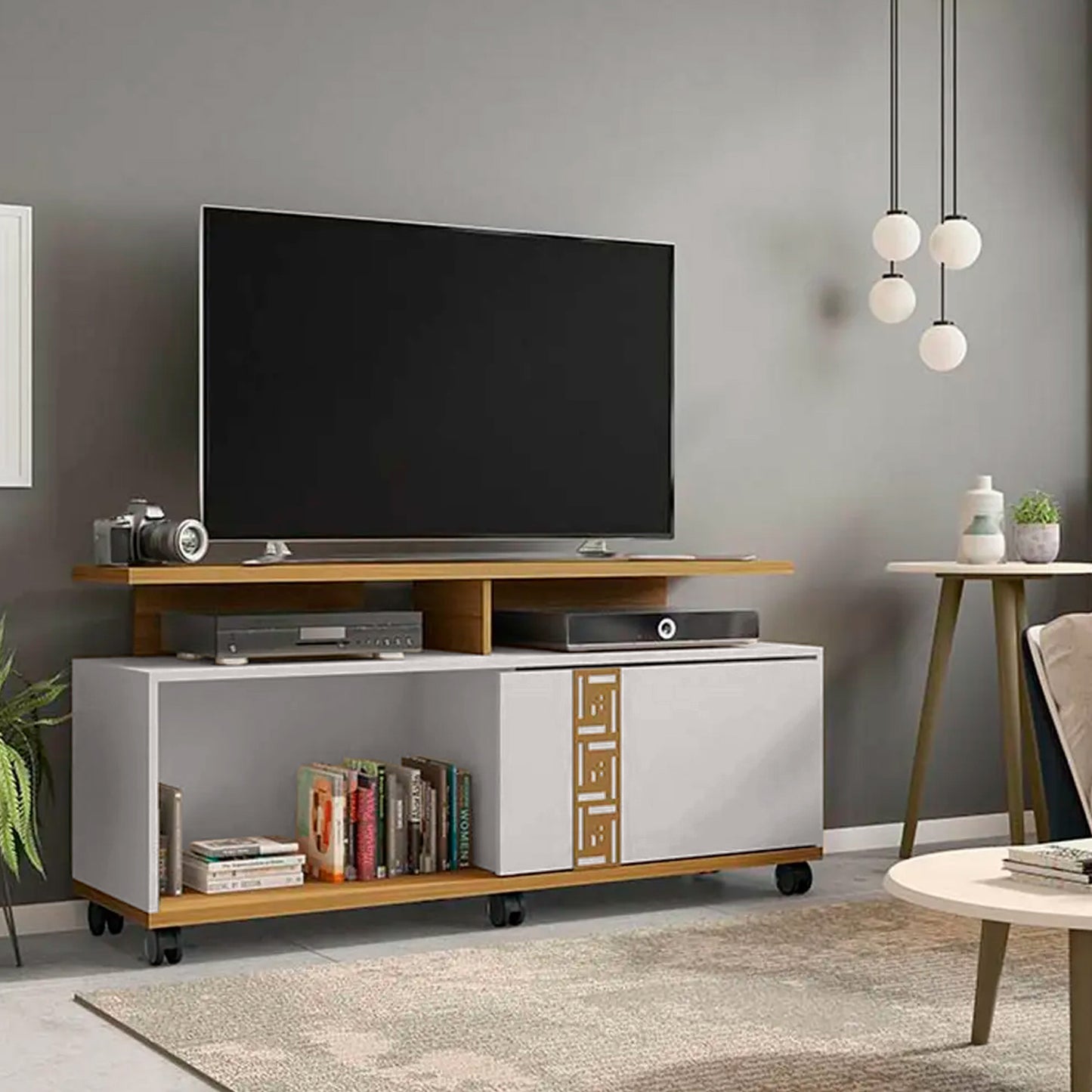 Rack Tv 52" Topazio Canela Blanco Invierno