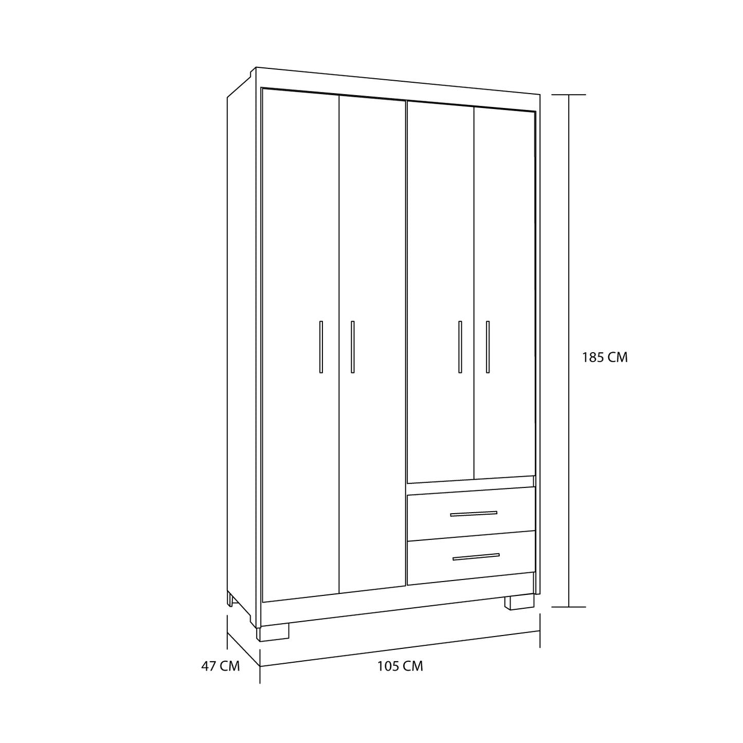 Clóset 4 Puertas 2 Cajones Primacy Negro