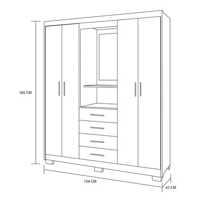 Clóset 4 Puertas 4 Cajones Capelina Blanco