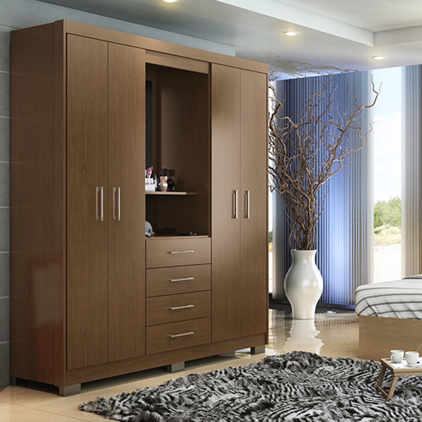 Closet 4 Puertas 4 Cajones Capelina Chocolate