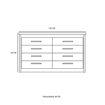 Cómoda 8 Cajones Elegance Blanco
