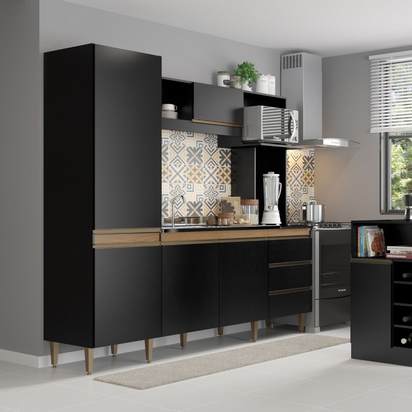 Mueble de Cocina Vitoria Negro Tx Avellana