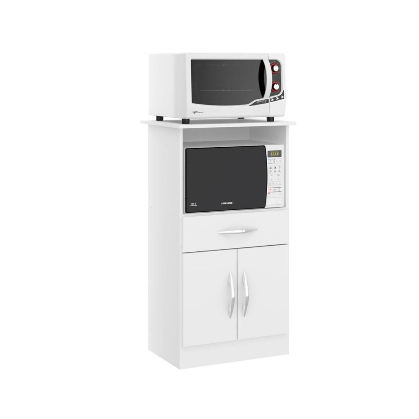 Mueble de Cocina para Microondas con Puerta Luna Blanco