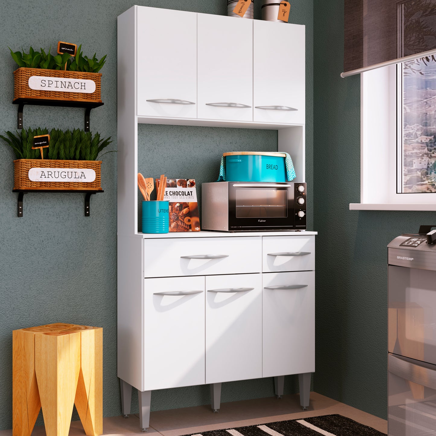 Mueble de Cocina Organizador de Cocina 6 Puertas Hoga Blanco