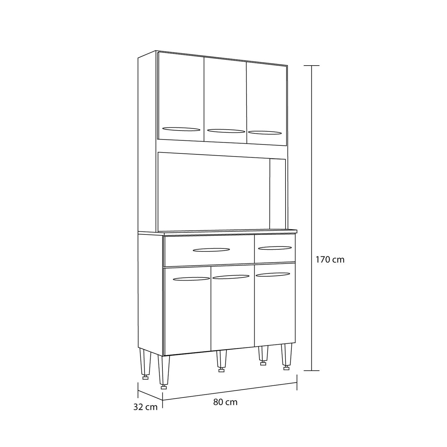 Mueble de Cocina Organizador de Cocina 6 Puertas Hoga Blanco