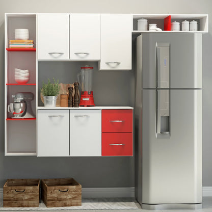 Mueble de Cocina Aéreo Carolina Blanco Rojo