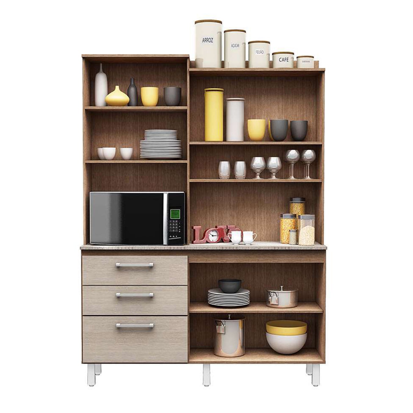 Mueble de Cocina 4 Puertas 3 Cajones Inovare Rústico Beige