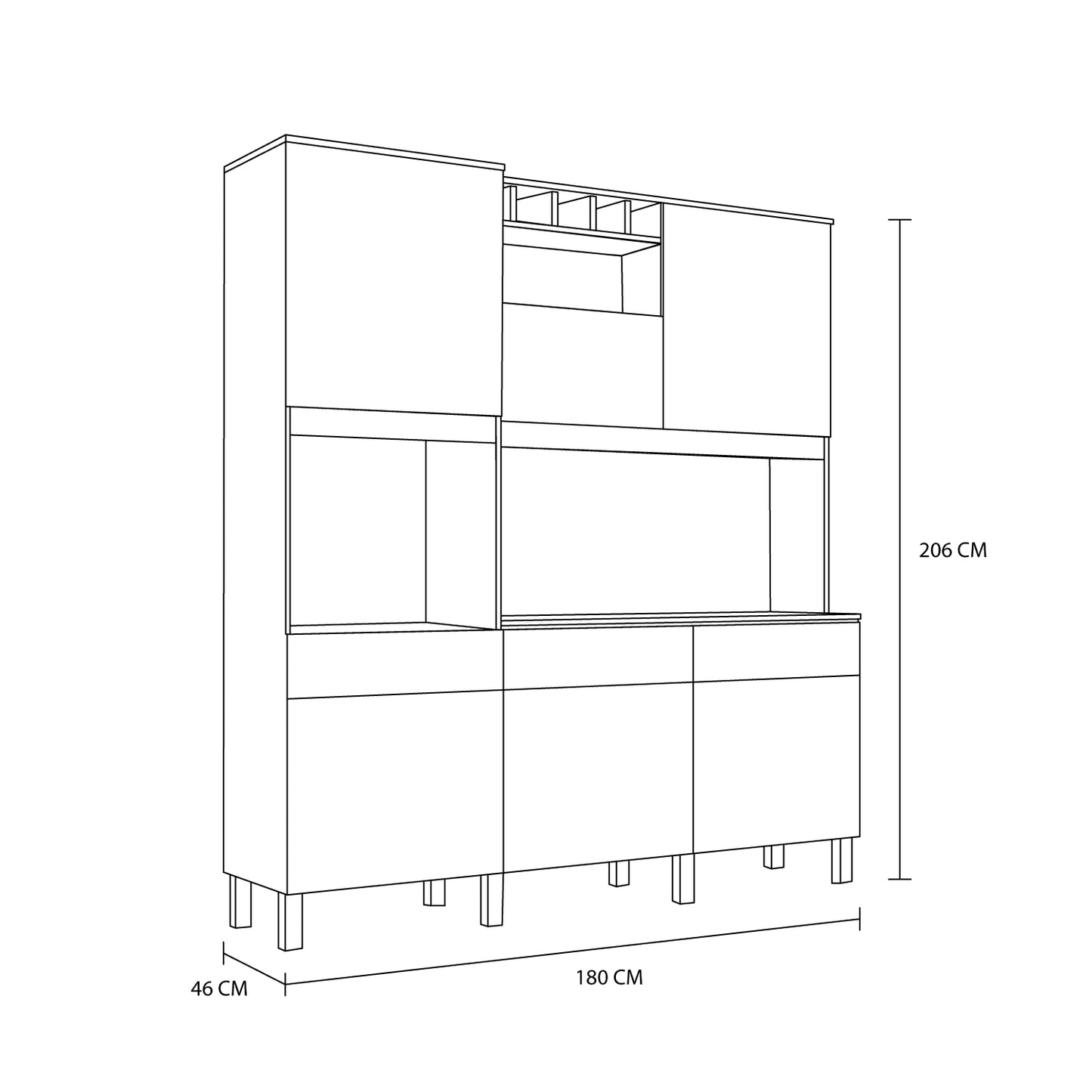 Mueble de Cocina 6 Puertas 3 Cajones Montreal Roble