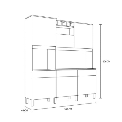 Mueble de Cocina 6 Puertas 3 Cajones Montreal Roble