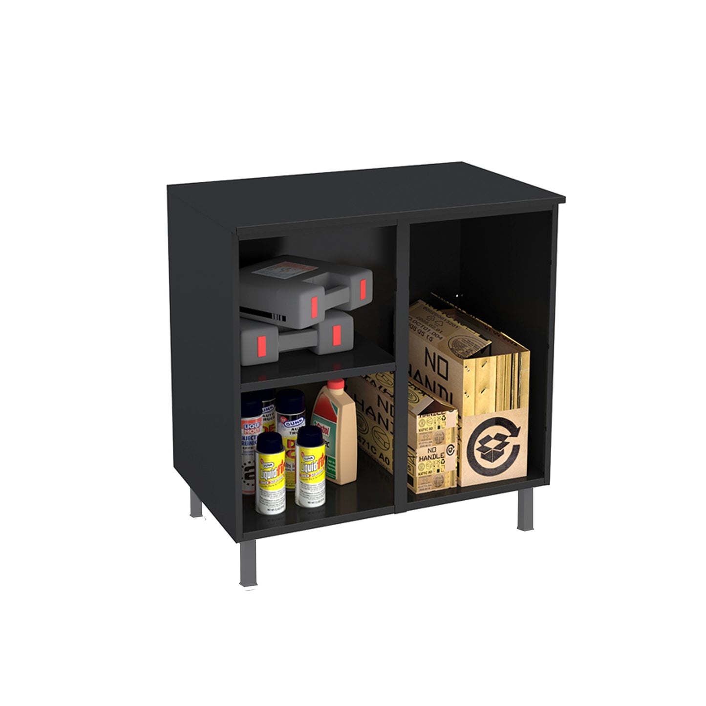 Estante Metálico Organizador con 2 Puertas y Llave Multibox Gris Negro