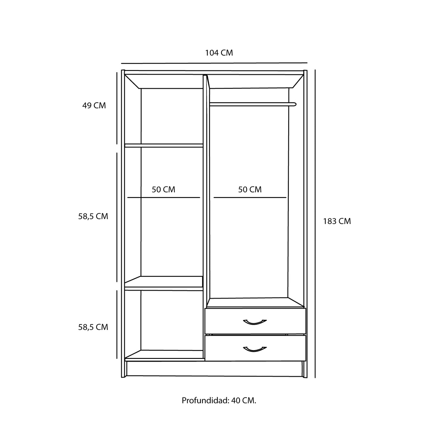 Clóset 4 Puertas 2 Cajones Treviso Multiflex