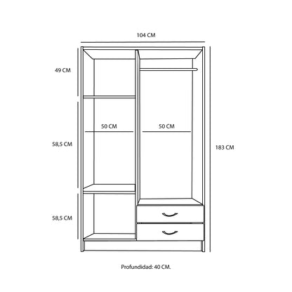 Clóset 4 Puertas 2 Cajones Treviso Multiflex