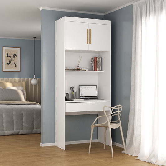 Escritorio con Estante 2 Puertas 1 Cajón Hoga SP Smart Blanco