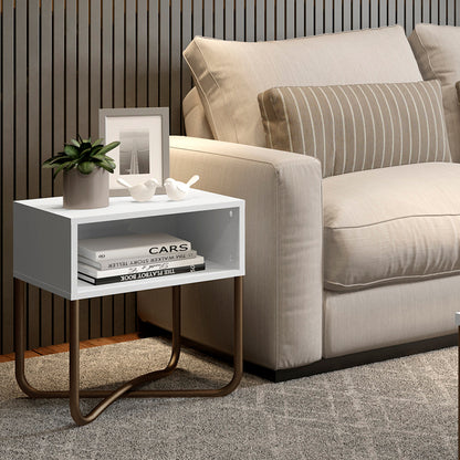 Mesa Lateral Connect Blanco Oro Envejecido