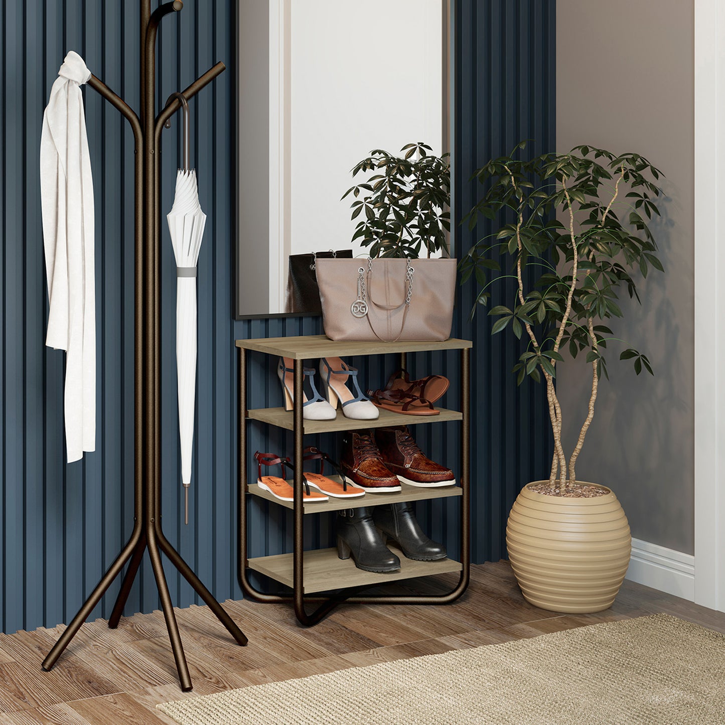 Estante Zapatero Connect Noce Oro Envejecido