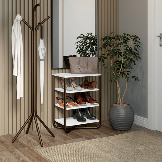 Estante Zapatero Connect Blanco Oro Envejecido