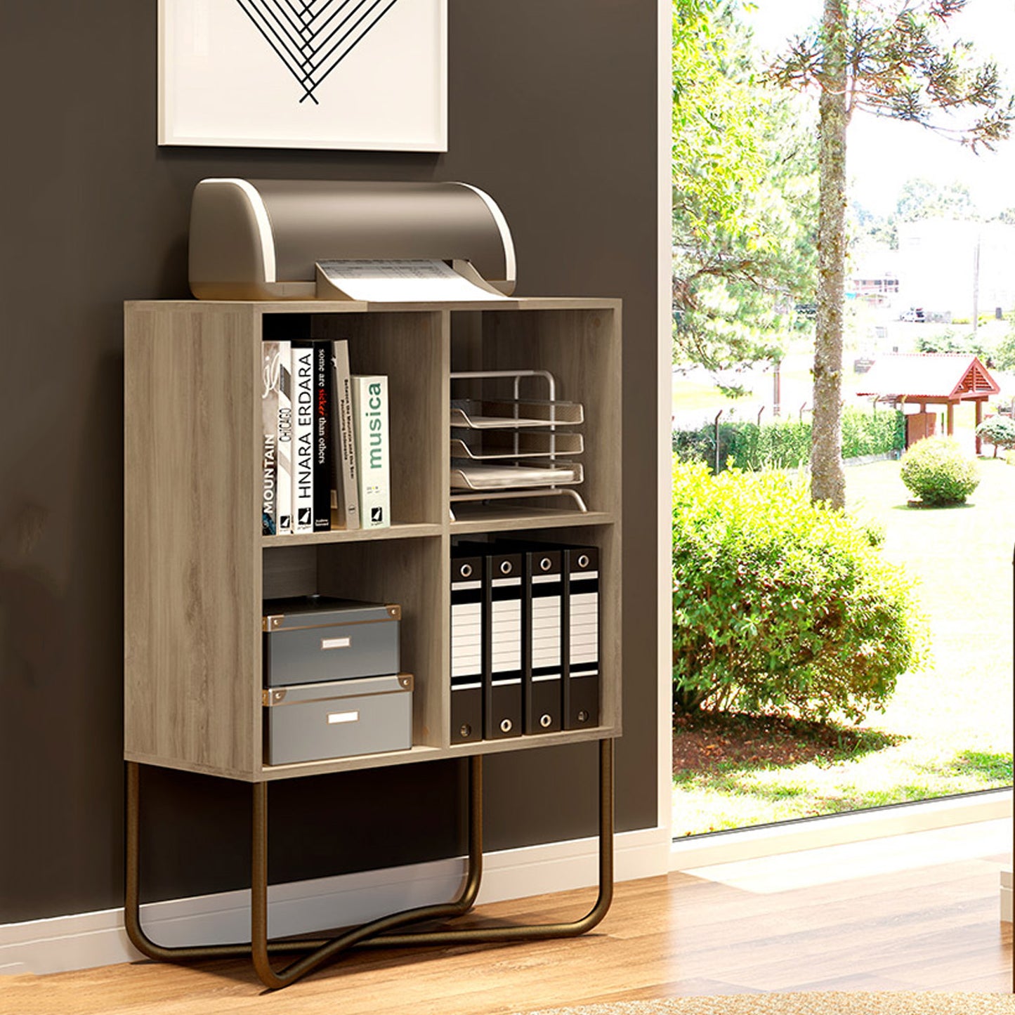 Estante 2 Niveles Connect Noce Oro Envejecido