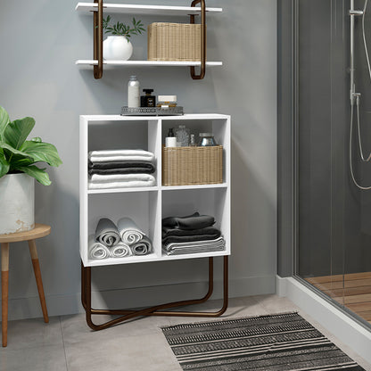 Estante 2 Niveles Connect Blanco Oro Envejecido