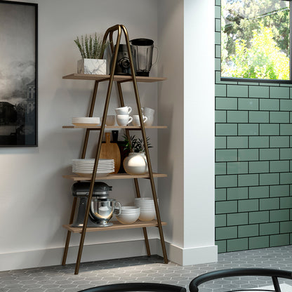 Estante 4 Repisas Connect Noce Oro Envejecido