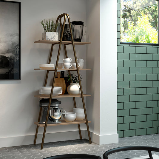 Estante 4 Repisas Connect Noce Oro Envejecido